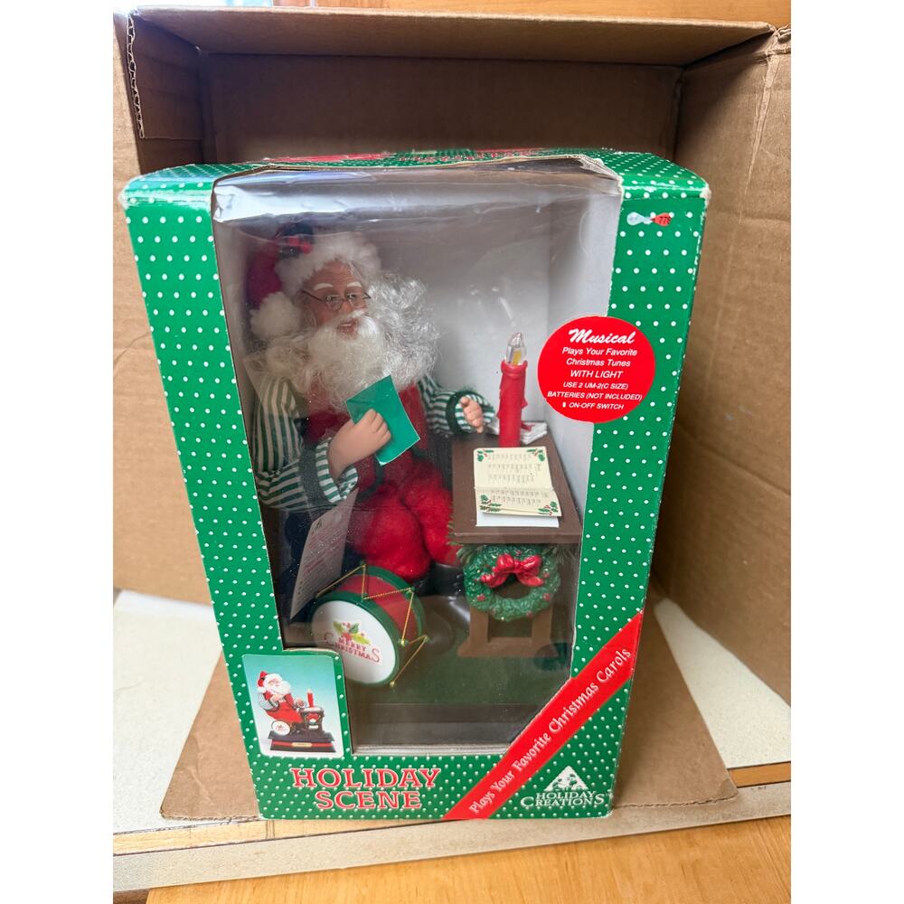 vintage 1993 Holiday Creations musical and illuminated Santa Claus figurine